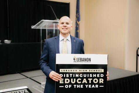 Mr. Joris receiving his Distinguished Educator Award for LHS. (Photo from Lebanon Community School Corporation on Facebook)
